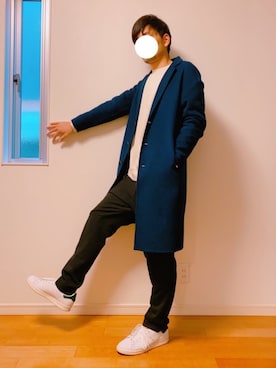 「EDIFICE（エディフィス）のアイテム（チェスターコート）」を使った、yosukeさん（メンズ・174cm）の冬コーディネート