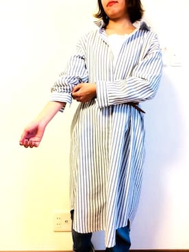 「Green　Parks（グリーンパークス）のアイテム（シャツワンピース）」を使った、ichikaさん（レディース・154cm）の春コーディネート