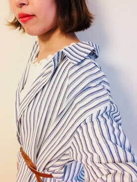 「Green　Parks（グリーンパークス）のアイテム（シャツワンピース）」を使った、ichikaさん（レディース・154cm）の春コーディネート