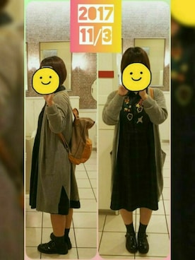 「POU DOU DOU（プードゥドゥ）のアイテム（シャツワンピース）」を使った、くれはさん（レディース・158cm）の秋コーディネート