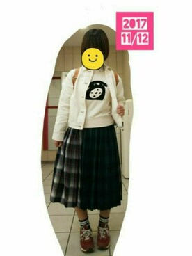 「POU DOU DOU（プードゥドゥ）のアイテム（デニムジャケット）」を使った、くれはさん（レディース・158cm）の秋コーディネート