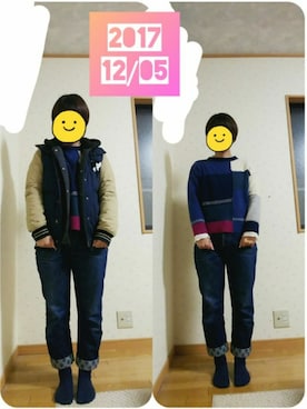 「Rodeo Crowns（ロデオクラウンズ）のアイテム（ダウンジャケット/コート）」を使った、くれはさん（レディース・158cm）の冬コーディネート