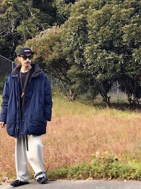 「Eddie Bauer（エディーバウアー）のアイテム（ダウンジャケット/コート）」を使った、さん（メンズ・177cm）の冬コーディネート