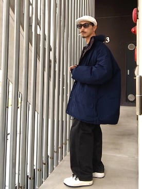 「Eddie Bauer（エディーバウアー）のアイテム（ダウンジャケット/コート）」を使った、さん（メンズ・177cm）の冬コーディネート