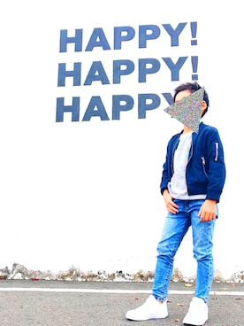 「H&M（エイチ・アンド・エム）のアイテム（MA-1）」を使った、yaa.さん（レディース・156cm）の冬コーディネート