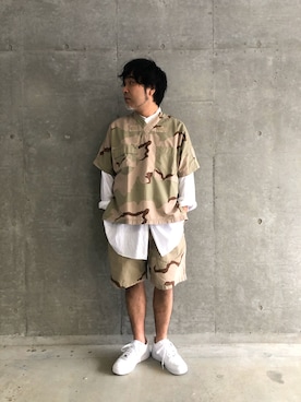 「HBNS（ハバノス）のアイテム（パンツ）」を使った、ino-uoさん（メンズ・168cm）の夏コーディネート