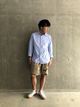「HBNS（ハバノス）のアイテム（パンツ）」を使った、ino-uoさん（メンズ・168cm）の夏コーディネート