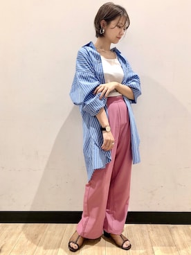 「RAG MACHINE（ラグマシーン）のアイテム（パンツ）」を使った、iwarisa_right_onさん（レディース・155cm）の夏コーディネート