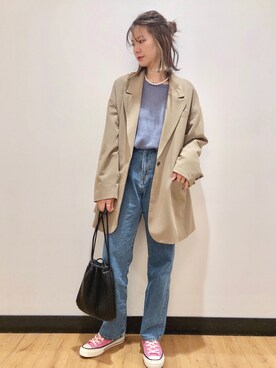 「RAG MACHINE（ラグマシーン）のアイテム（ジャケット/アウター）」を使った、iwarisa_right_onさん（レディース・155cm）の春コーディネート