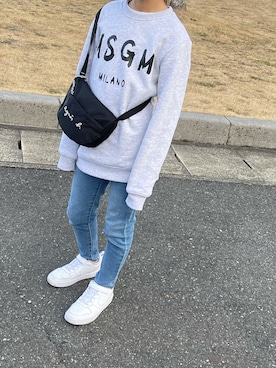 「MSGM（エムエスジーエム）のアイテム（スウェット）」を使った、♡♡♡さん（キッズ・134cm）の冬コーディネート