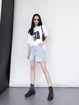 「工装」｜「アイテム（ブーツ）」を使った、奢侈的大侠さん（レディース・163cm）の春コーディネート