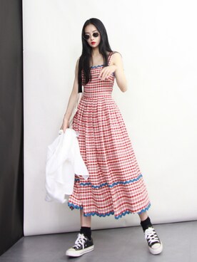 「通勤穿搭」｜「アイテム（ワンピース）」を使った、奢侈的大侠さん（レディース・163cm）の夏コーディネート