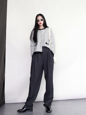 「日系极简」｜「アイテム（スラックス）」を使った、奢侈的大侠さん（レディース・163cm）の秋コーディネート