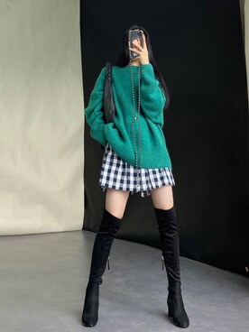 「日系极简」｜「アイテム（ブーツ）」を使った、奢侈的大侠さん（レディース・163cm）の秋コーディネート