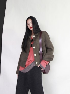 「国潮」｜「アイテム（ブルゾン）」を使った、奢侈的大侠さん（レディース・163cm）の秋コーディネート