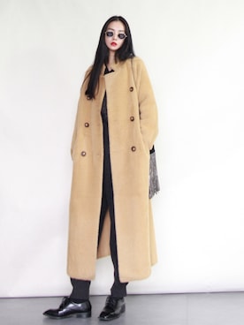「秋」｜「アイテム（ピーコート）」を使った、奢侈的大侠さん（レディース・163cm）の秋コーディネート