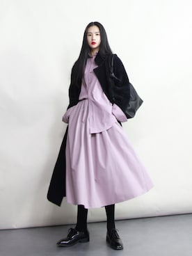 「国潮」｜「アイテム（ダッフルコート）」を使った、奢侈的大侠さん（レディース・163cm）の秋コーディネート