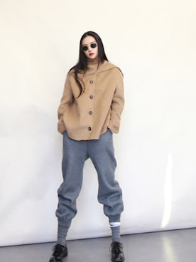 「国潮」｜「アイテム（ブルゾン）」を使った、奢侈的大侠さん（レディース・163cm）の冬コーディネート
