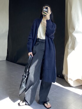「日系极简」｜「アイテム（ピーコート）」を使った、奢侈的大侠さん（レディース・163cm）の春コーディネート