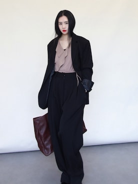 「国潮」｜「アイテム（チェスターコート）」を使った、奢侈的大侠さん（レディース・163cm）の春コーディネート