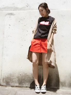 「ショーパン」｜「アイテム（その他アウター）」を使った、ayanaさん（レディース・163cm）の夏コーディネート