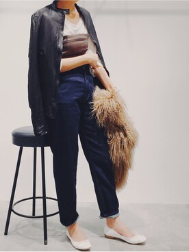 「アイテム（その他トップス、ブラウン系）」を使った、ayanaさん（レディース・163cm）の秋コーディネート