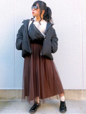 「ヒョウ柄ベルト」｜れいみさん（レディース・155cm）の冬コーディネート