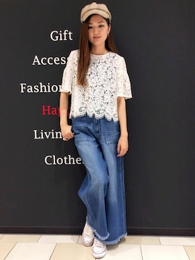 「スカラップ」｜「アイテム（キャスケット）」を使った、mayuさん（レディース・165cm）の春コーディネート