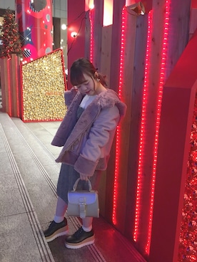 「nice claup」｜「アイテム（ムートンコート）」を使った、mayukoさん（レディース・147cm）の冬コーディネート