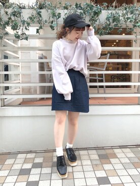 「nice claup」｜「アイテム（キャップ）」を使った、mayukoさん（レディース・147cm）の冬コーディネート