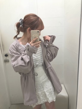「one after another NICE CLAUP（ワンアフターアナザーナイスクラップ）のアイテム（ミリタリージャケット）」を使った、mayukoさん（レディース・147cm）の春コーディネート