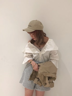 「one after another NICE CLAUP（ワンアフターアナザーナイスクラップ）のアイテム（デニムジャケット）」を使った、mayukoさん（レディース・147cm）の春コーディネート