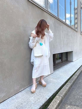 「one after another NICE CLAUP（ワンアフターアナザーナイスクラップ）のアイテム（ジャンパースカート）」を使った、mayukoさん（レディース・147cm）の夏コーディネート