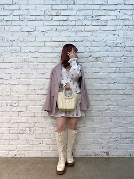 「Seemi. byNICECLAUP（ シーミーバイナイスクラップ）のアイテム（テーラードジャケット）」を使った、mayukoさん（レディース・147cm）の冬コーディネート
