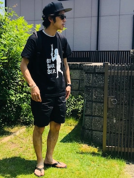 「OKABASHI（オカバシ）のアイテム」を使った、ガッツ‘石ころ’松さん（メンズ・170cm）の夏コーディネート