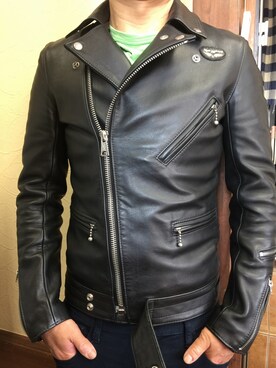 「アイテム（ライダースジャケット）」を使った、maum3561さん（メンズ・173cm・40代）の春コーディネート