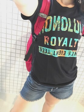「88TEES（エイティーエイティーズ）のアイテム（Tシャツ/カットソー）」を使った、yuinaさん（レディース・151cm）の夏コーディネート
