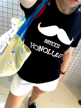 「88TEES（エイティーエイティーズ）のアイテム（Tシャツ/カットソー）」を使った、yuinaさん（レディース・151cm）の夏コーディネート