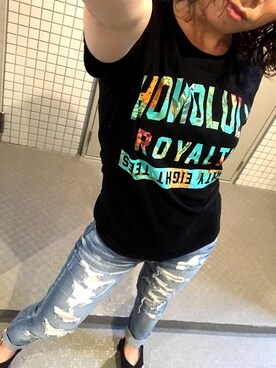 「88TEES（エイティーエイティーズ）のアイテム（Tシャツ/カットソー）」を使った、yuinaさん（レディース・151cm）の夏コーディネート