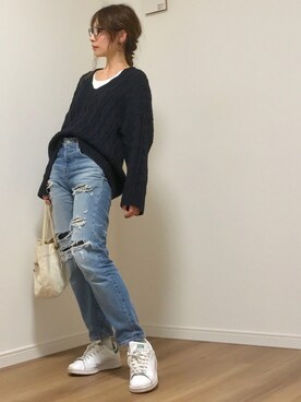「トートバック」｜「アイテム（その他）」を使った、❁ a i  ❁さん（レディース・158cm）の冬コーディネート