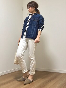 「SLOBE IENA（スローブイエナ）のアイテム（デニムジャケット）」を使った、❁ a i  ❁さん（レディース・158cm）の春コーディネート