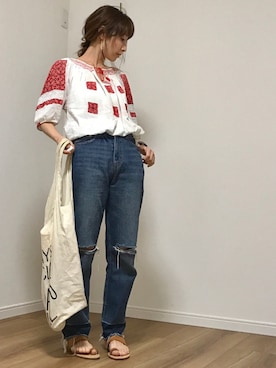 「CIBONE（シボネ）のアイテム（バッグ）」を使った、❁ a i  ❁さん（レディース・158cm）の春コーディネート