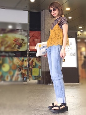 「ロールアップ」｜「アイテム（キャミソール）」を使った、❁ a i  ❁さん（レディース・158cm）の春コーディネート