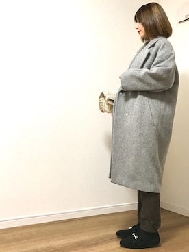 「ゆるニット」｜「アイテム（チェスターコート）」を使った、❁ a i  ❁さん（レディース・158cm）の冬コーディネート