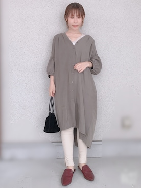 「RETRO GIRL（レトロガール）のアイテム（シャツワンピース）」を使った、❁ a i  ❁さん（レディース・158cm）の秋コーディネート