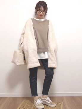 「H&M DIVIDED（エイチアンドエム　ディヴァイデッド）のアイテム（スウェット）」を使った、❁ a i  ❁さん（レディース・158cm）の冬コーディネート