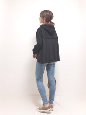 「LIPSTAR（リップスター）のバックシフォンプリーツパーカー（パーカー）」を使った、❁ a i  ❁さん（レディース・158cm）の秋コーディネート