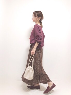 「Aunt Marie's（アントマリーズ）のWEARISTA YUKI × AUNT MARIE'S ミニ裏毛ボリュームスリーブTOPS（Tシャツ/カットソー）」を使った、❁ a i  ❁さん（レディース・158cm）の秋コーディネート