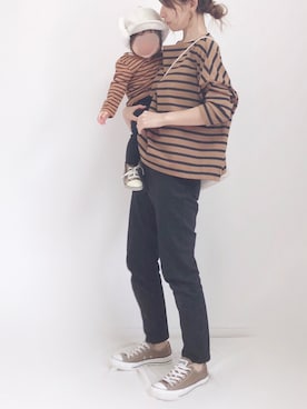 「ZOZO（ゾゾ）のスリムテーパードデニムパンツ［WOMEN］（デニムパンツ）」を使った、❁ a i  ❁さん（レディース・158cm）の秋コーディネート