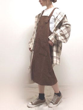 「Aunt Marie's（アントマリーズ）のチェックCPOビッグシャツ / AUNT MARIE'S × WEARISTA YUKI（シャツ/ブラウス）」を使った、❁ a i  ❁さん（レディース・158cm）の秋コーディネート